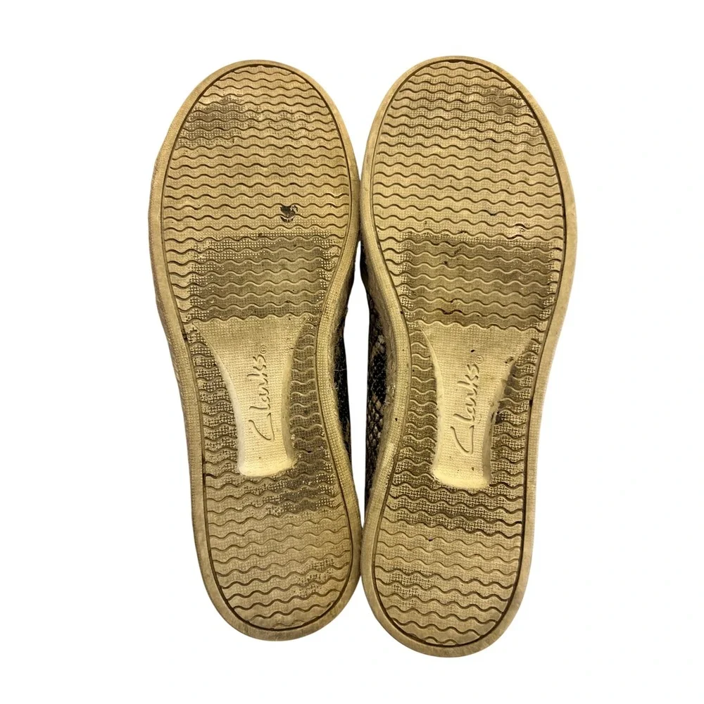 Clarks Collection Snakeskin Print Espadrille Flats Womens 7W Brown 26118649
